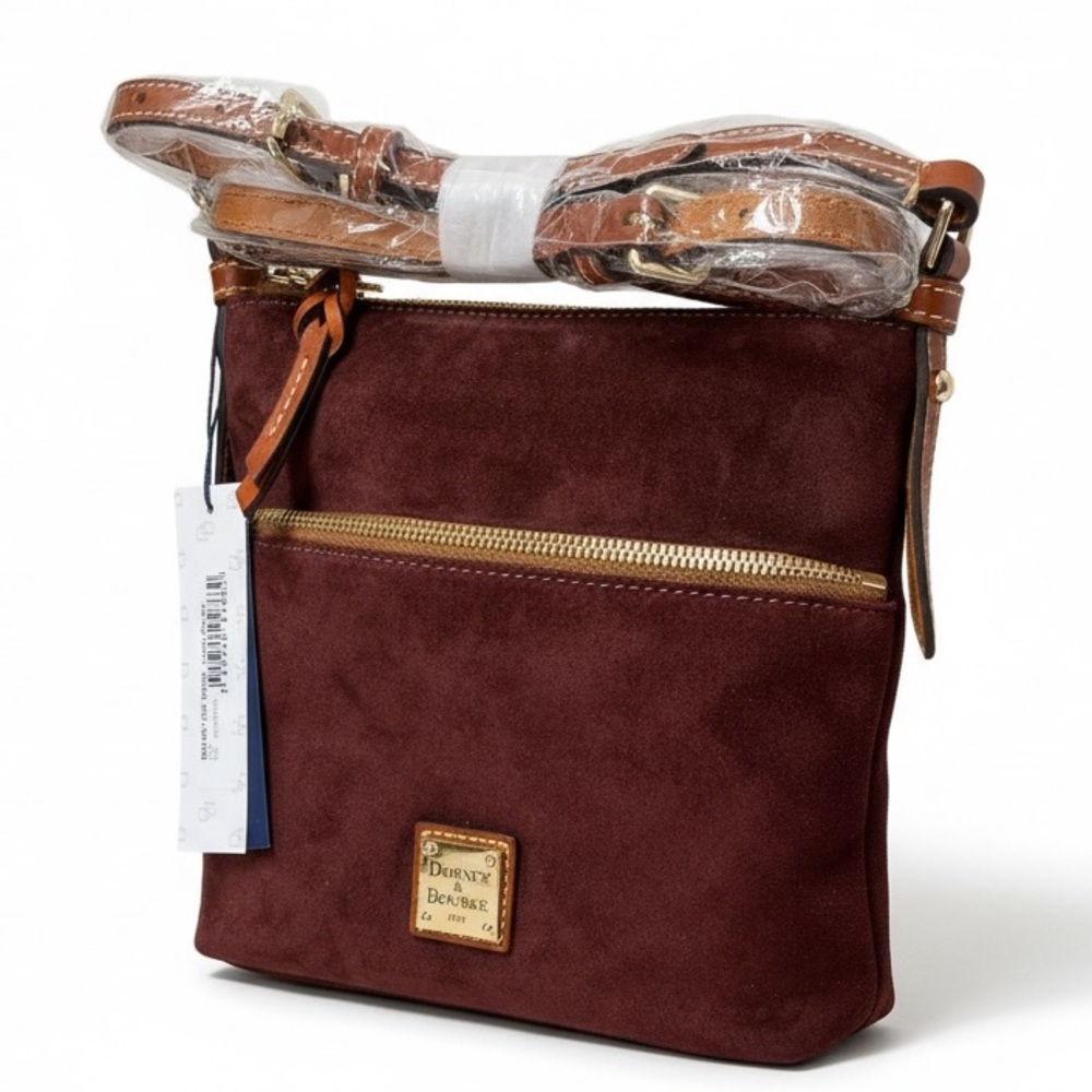 Dooney & Bourke Suede Letter Carrier Crossbody Bag NWT - Picture 2 of 12